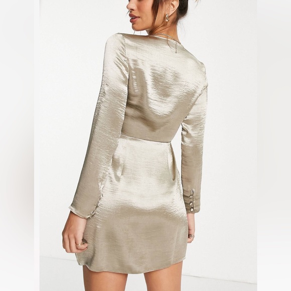 Satin mini wrap dress - Picture 2 of 8